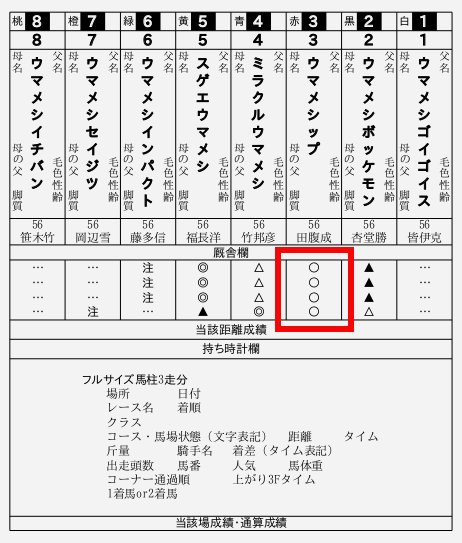 大スポ地方競馬-馬柱