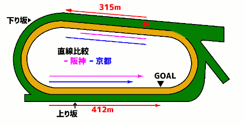 中京競馬場 芝1200m コース図