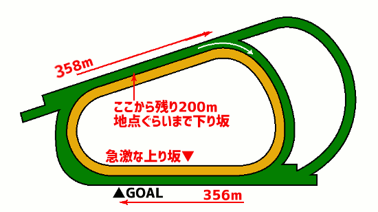 阪神競馬場・芝3000mコース図
