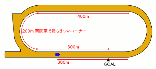 川崎競馬場1400mコース全体図