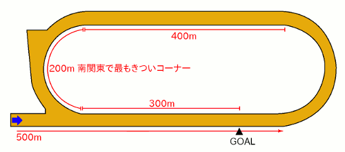 川崎競馬場1600mコース全体図