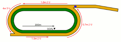 盛岡競馬場1200mコース図