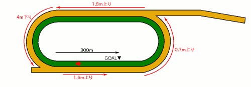 盛岡競馬場 芝1600mコース図