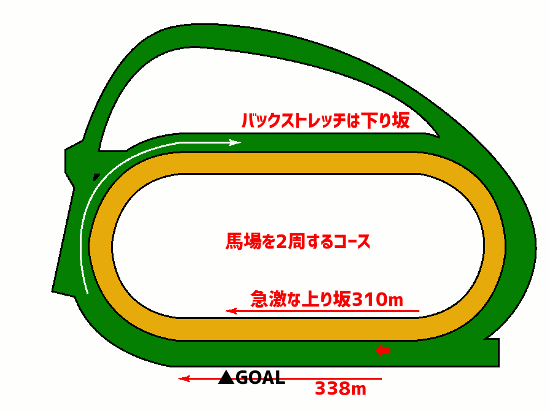 中山競馬場・芝3600mコース図
