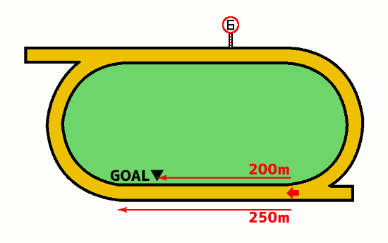 佐賀競馬場1300mコース図