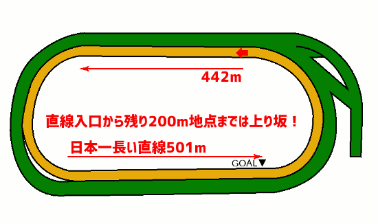 東京競馬場・ダート1400mコース図